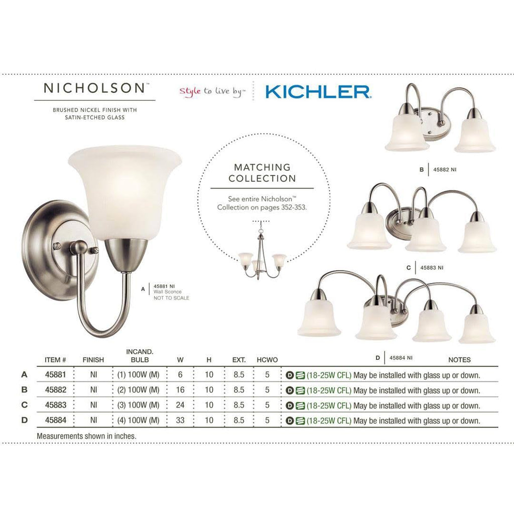 Brushed Nickel 2-Light Bath W665
