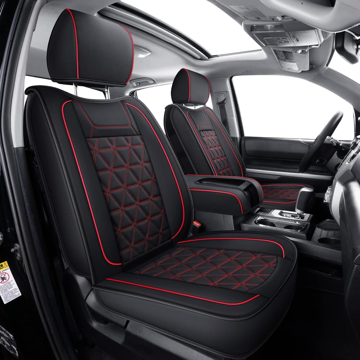 Black & Blue Water Proof Faux Leather Full Set Seat Covers K551373