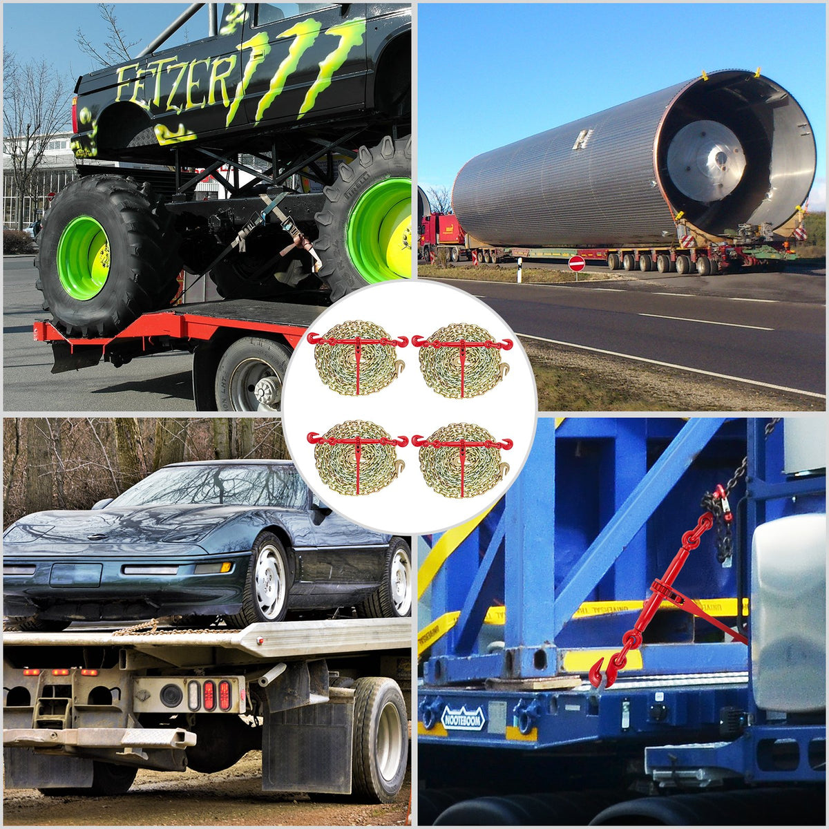 Chain and Binder Kit 3/8in-1/2in with Ratchet Binders and G70 Hooks B837899