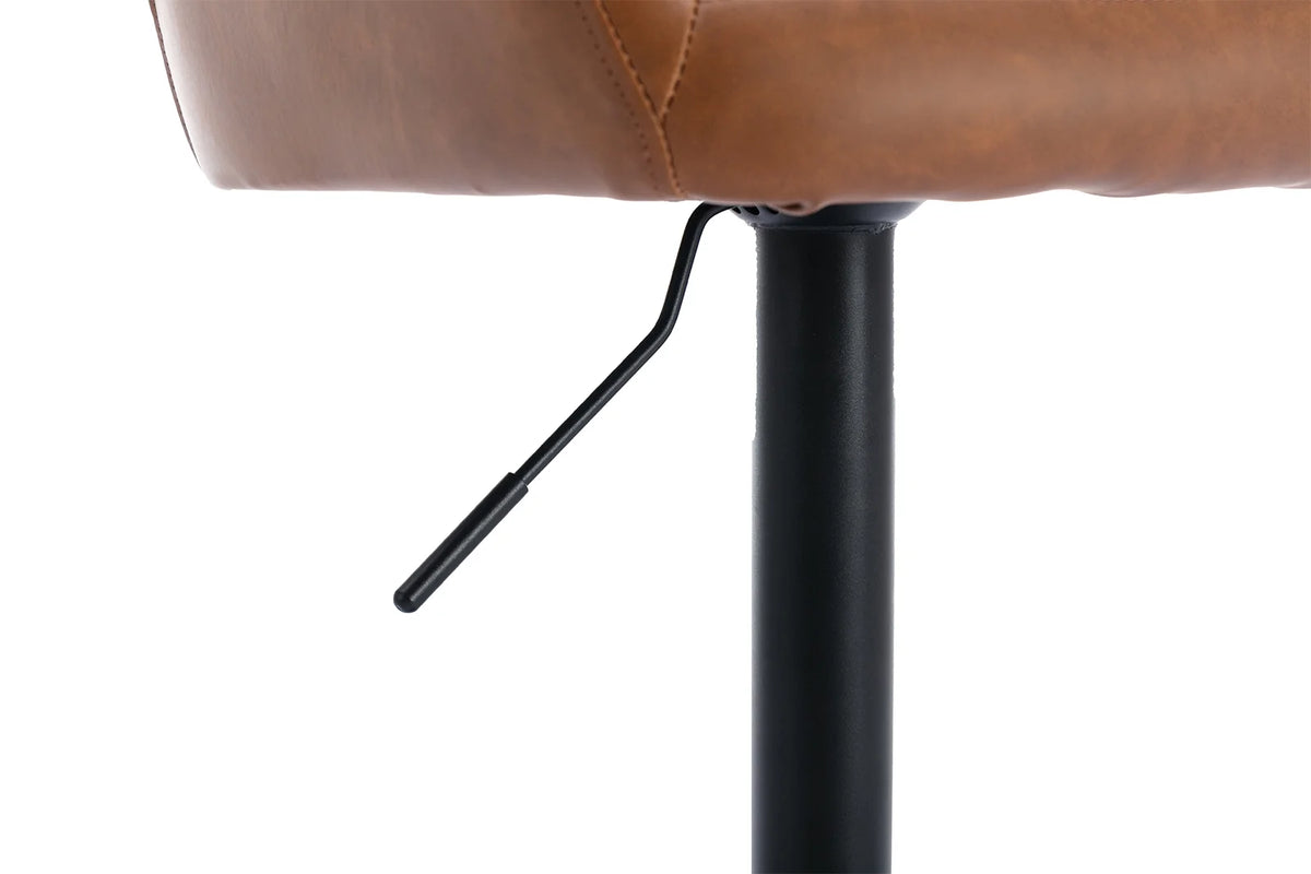 Brown Faux Leather Adjustable Swivel Bar Stool Set of 2 G5548