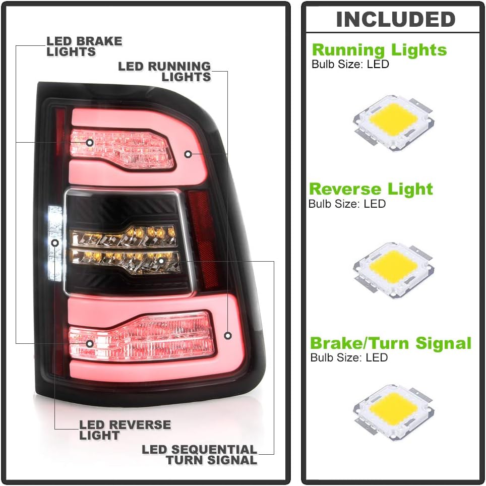 Black Full LED Tail Lights with Sequential Signal Lamps H822151