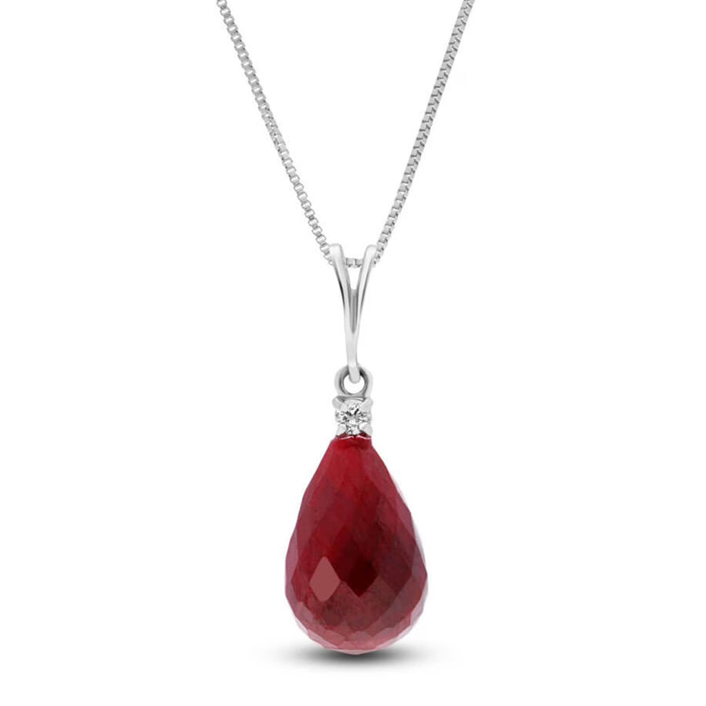 14k 18" Solid White Gold Necklace Diamond Ruby T65837