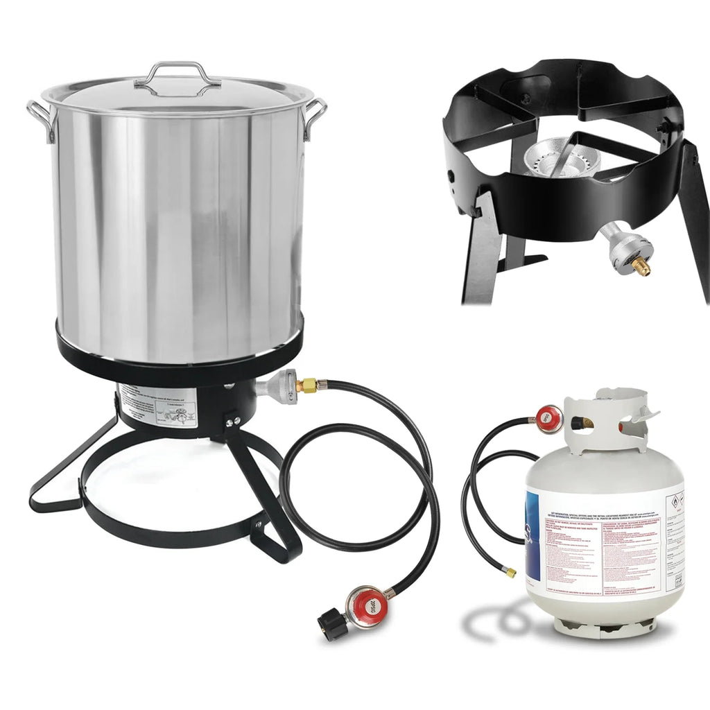 Cast-Iron Round Burner Head with Propane Regulator and Hose W900