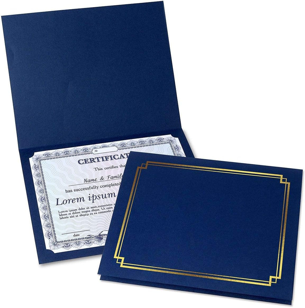 Black & Gold Certificate Holders, Pack of 25, Linen Cover, 9-1/2 x 12 N3883