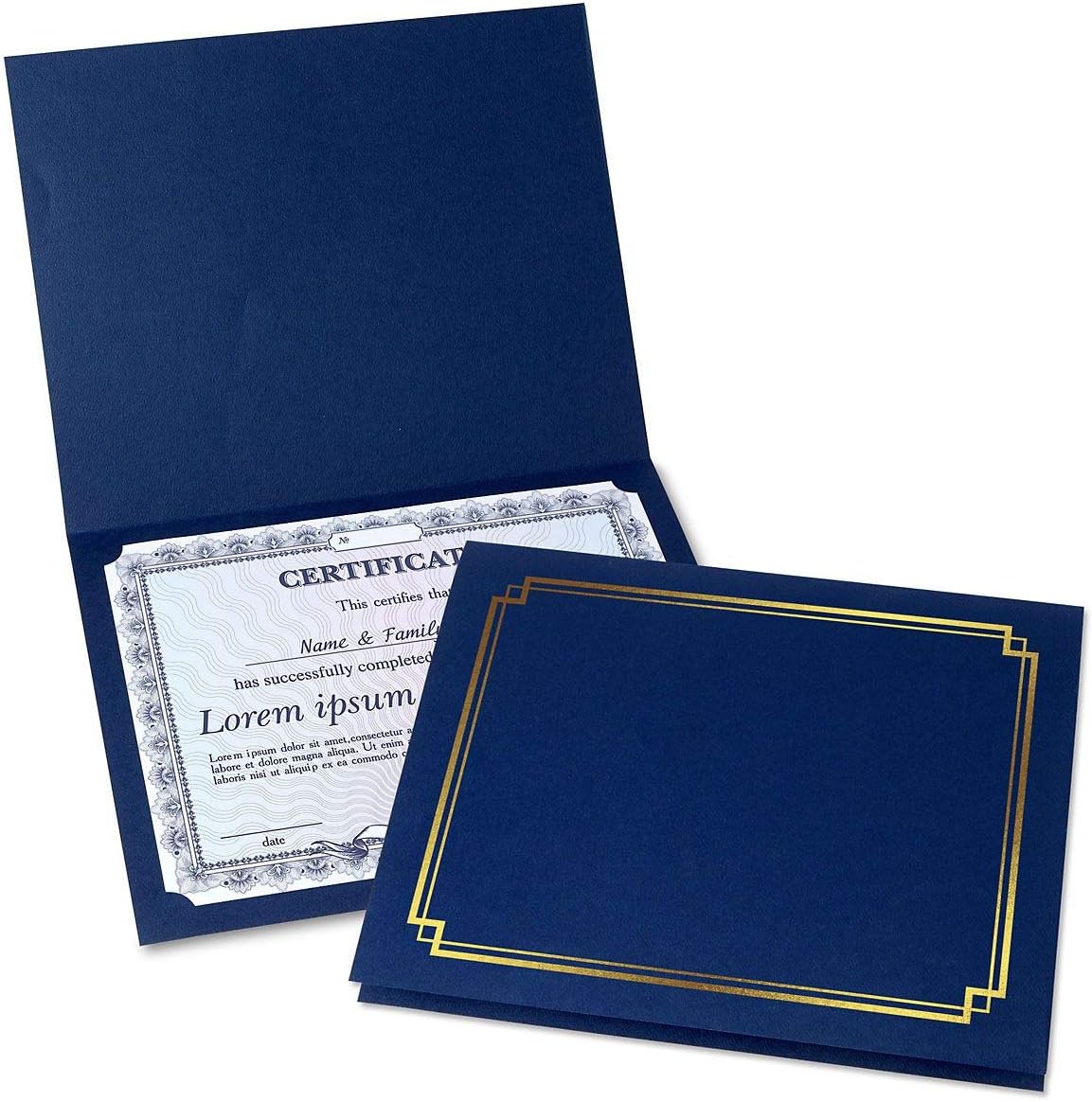 Black & Gold Certificate Holders, Pack of 25, Linen Cover, 9-1/2 x 12 N3883