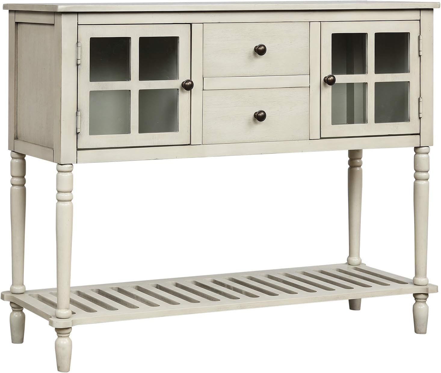 Antique Blue Sofa Table with Two Drawers and Two Cabinets C416