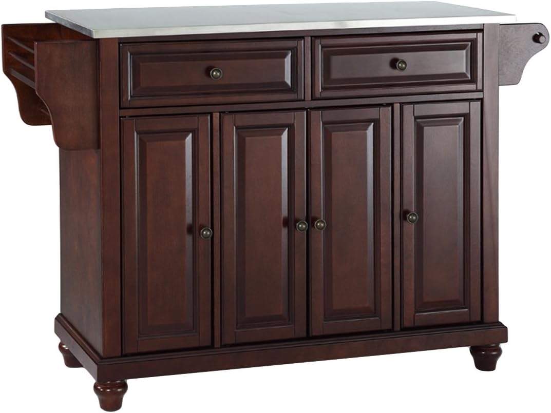White Full Size Kitchen Island with Solid Granite Top H845