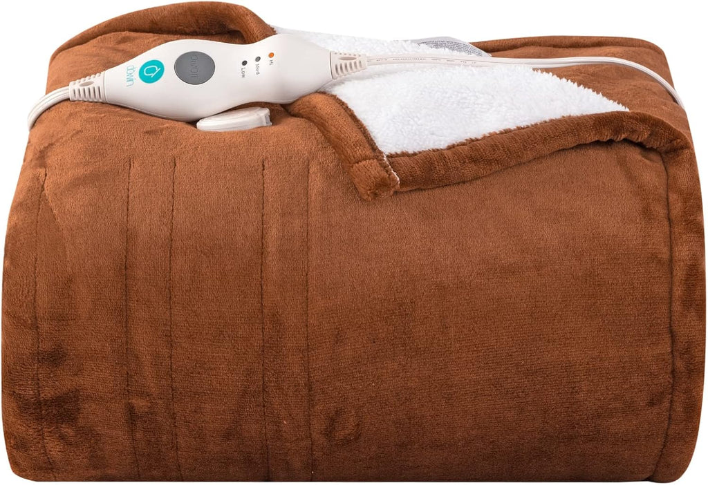 Blue 62 x 84 Electric Sherpa/Fleece Reversible Heating Blanket Throw Y2643