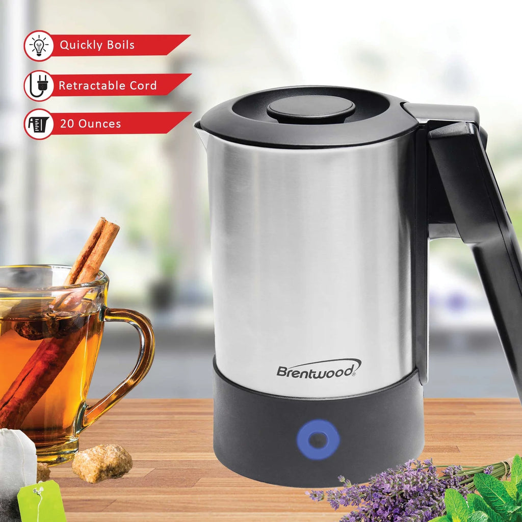 1000-Watt 20-Oz. Stainless Steel Electric Travel Kettle Q641804