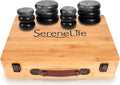 12 Pc Black Stone Massage Kit with Bamboo Heating Case S535