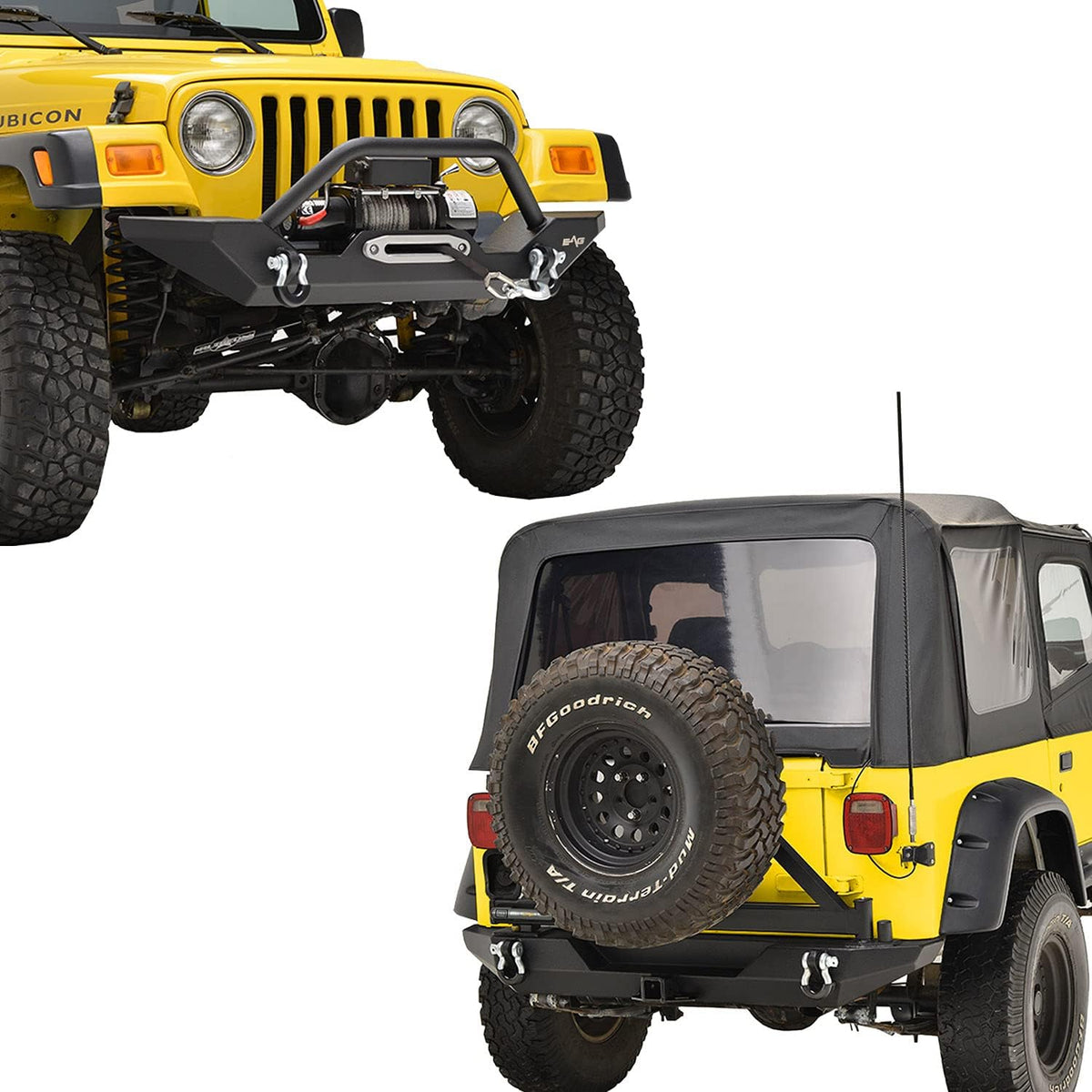 Rear Bumper with Tire Carrier & Front Bumper with LED Lights Bumper Combo P268026