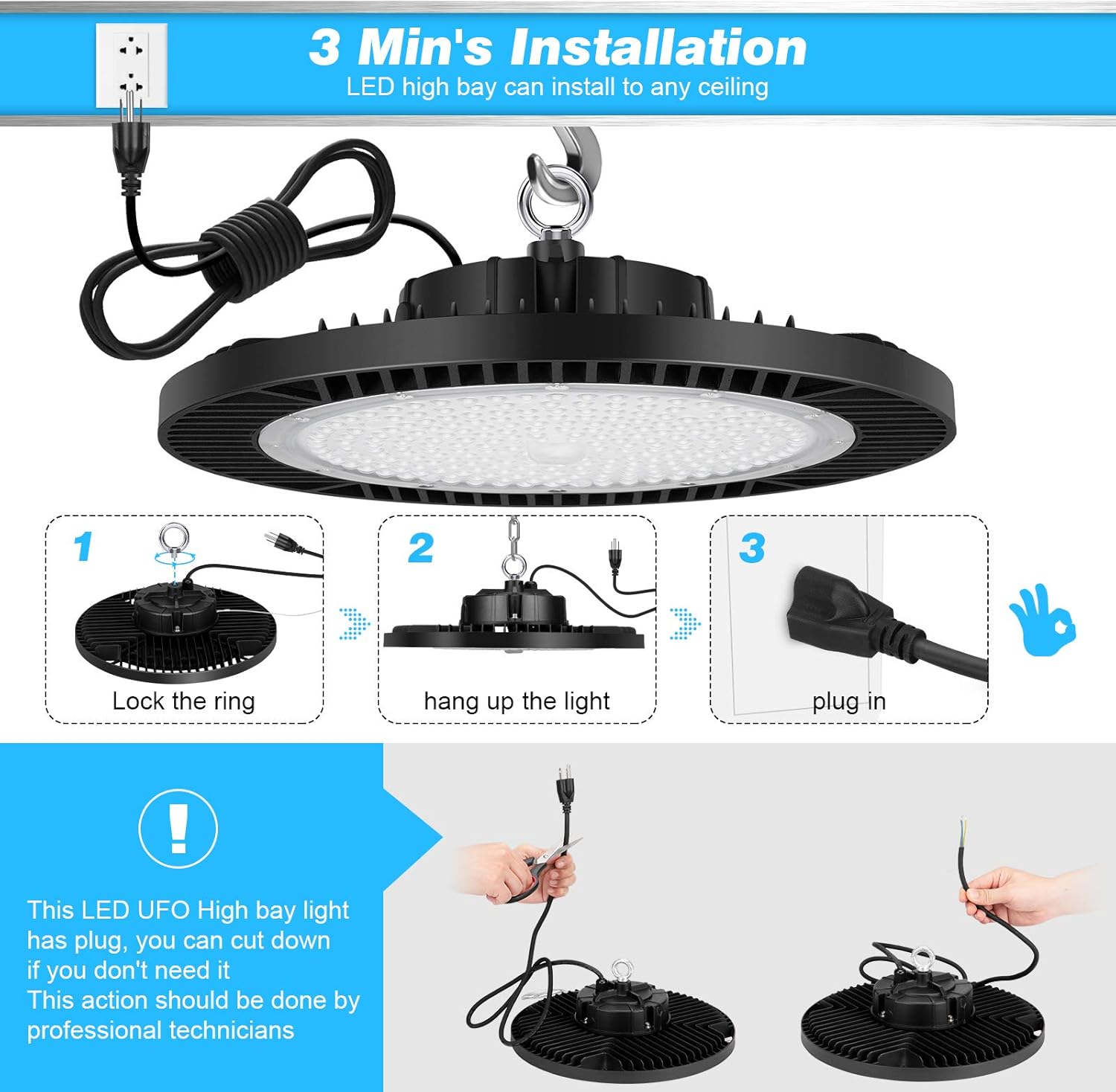 200W UFO LED High Bay Light Fixture, 28000LM, 5000K O886