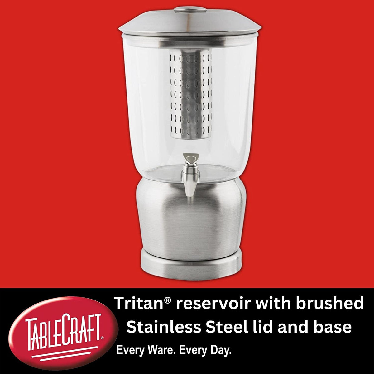 Gallon Drink Dispenser with Fruit Infuser & Stand, Tritan Stainless Steel Y4021