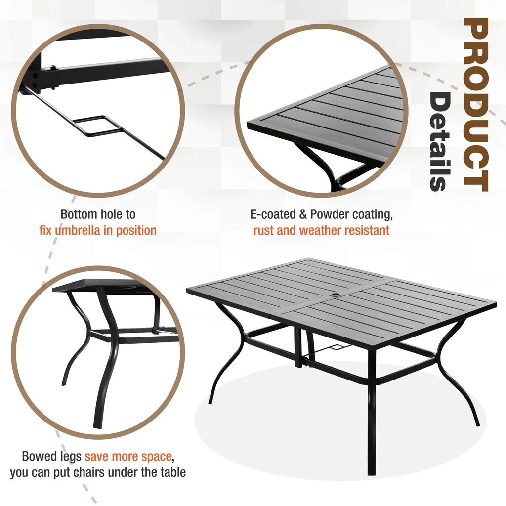 7-Piece Outdoor Patio Dining Set with 6 Rocking Chairs and 1 Metal Table N451997
