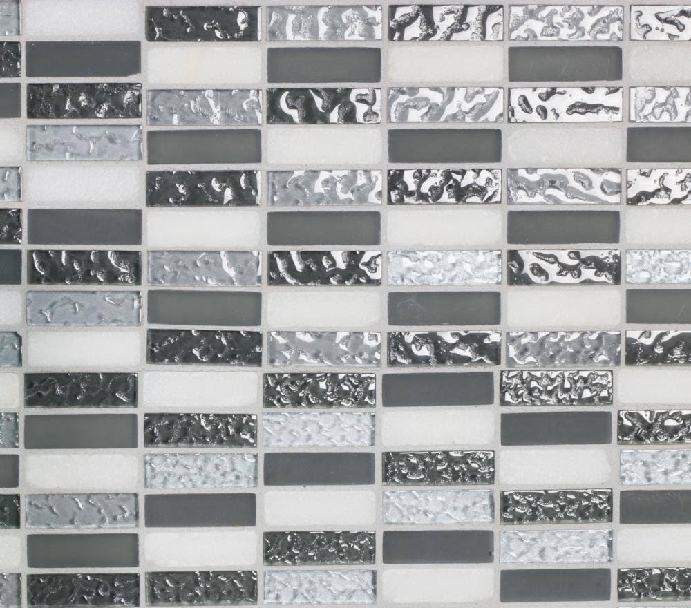 Gray Glass/Stone Rectangle Mosaic Tile B856537