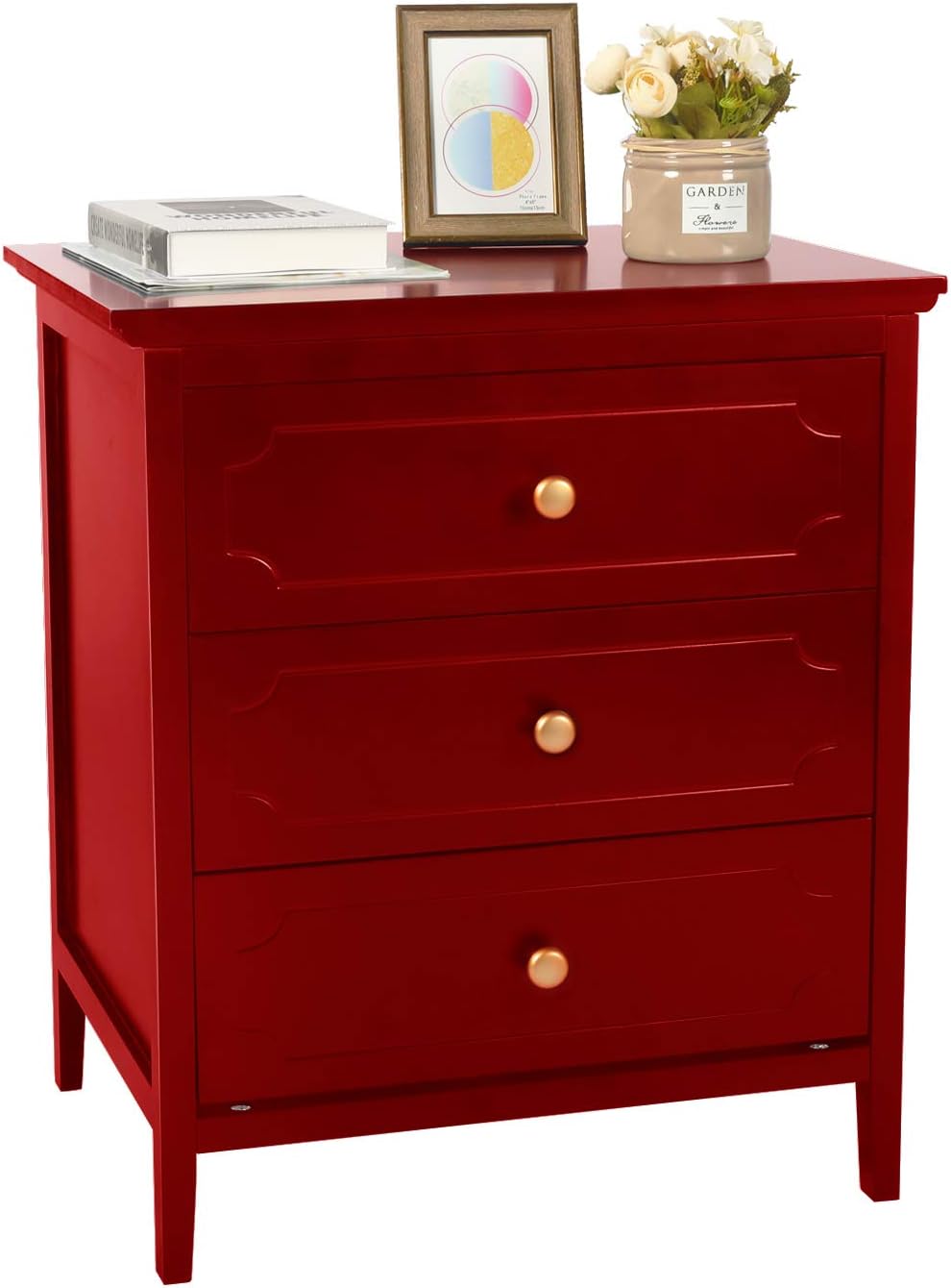White 3 Drawer Wood Bedside Table W65010