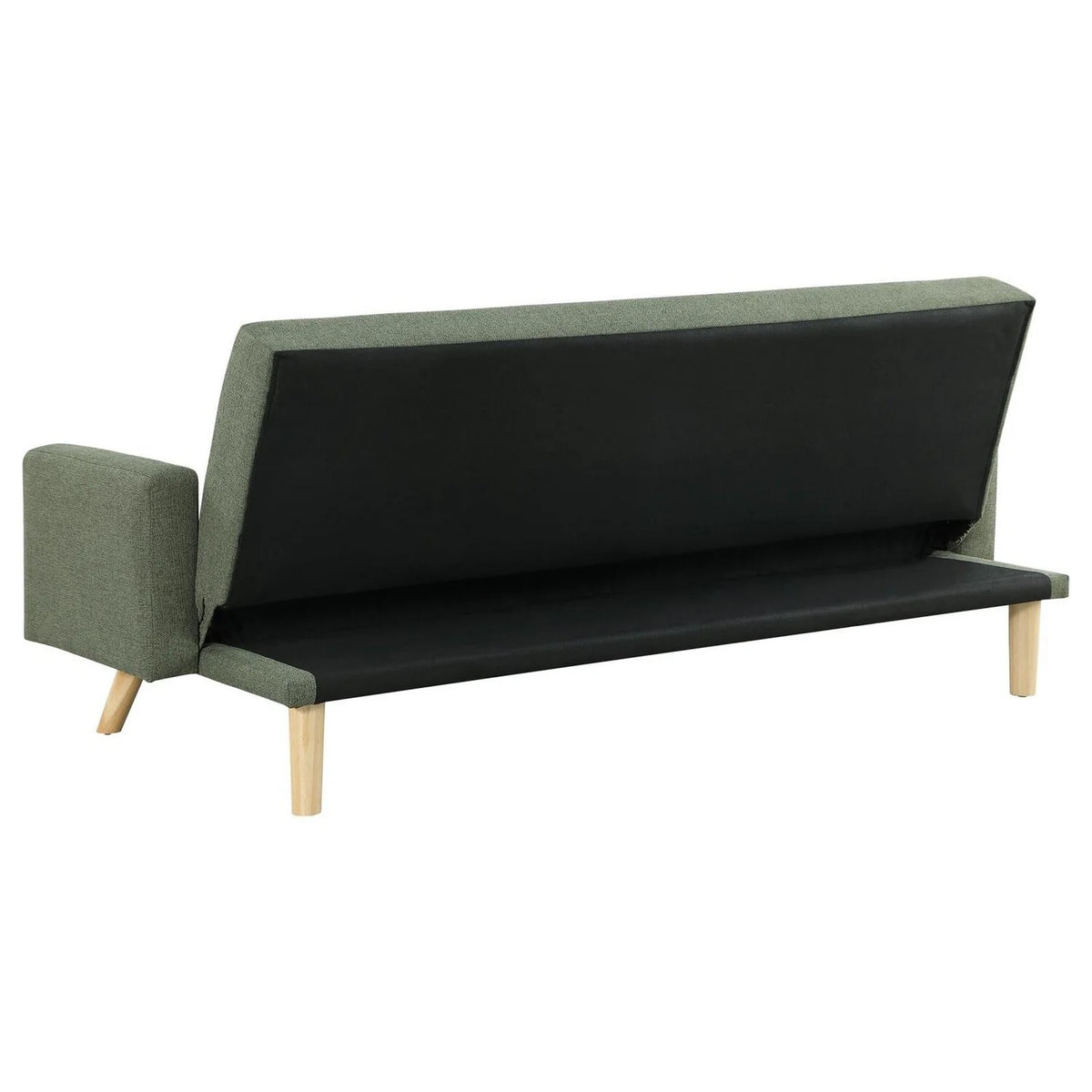 Green Tufted Fabric Sofa Futon Bed with Wooden Legs P305