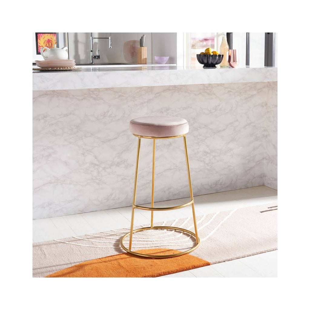Dusty Blush / Gold Round Bar Stool H14717
