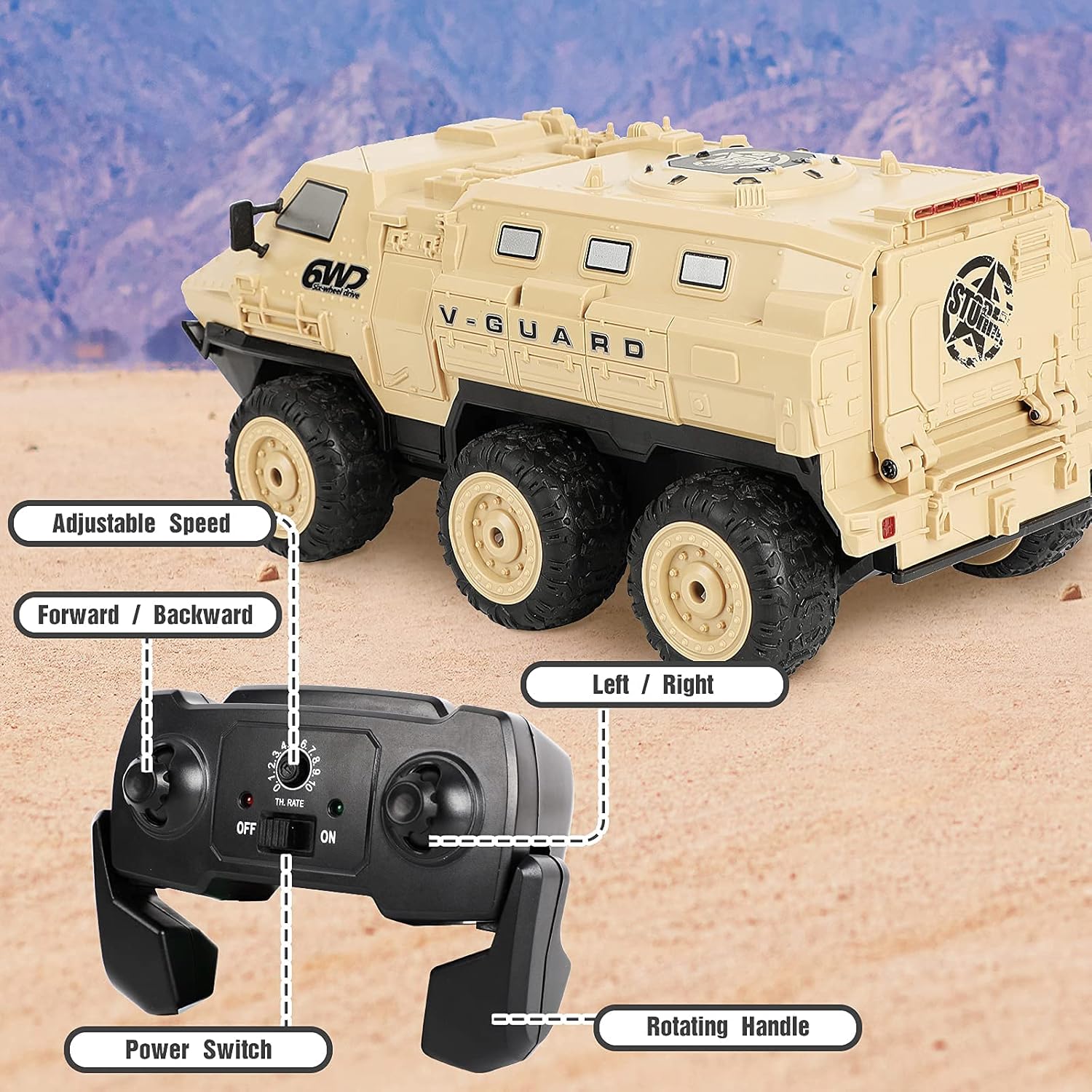 2.4 GHz 6WD RC Military Truck with 2 Batteries M512152