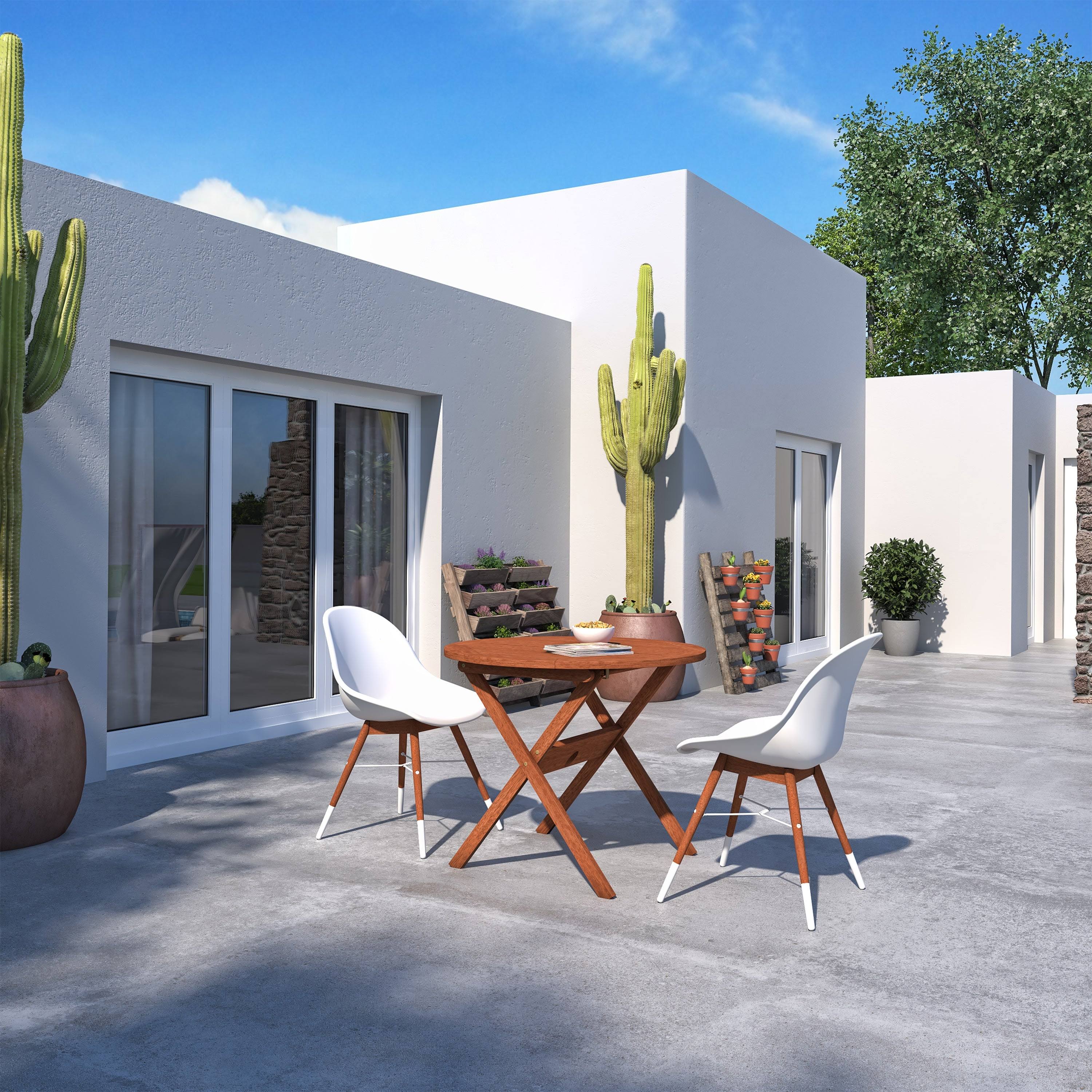 3-Piece Eucalyptus Wood Patio Dining Set R4567