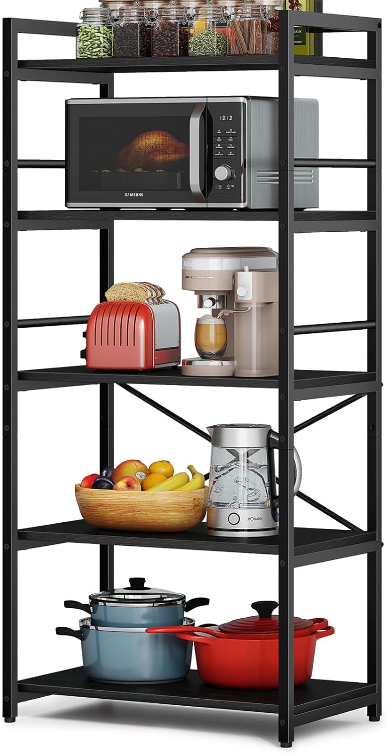 5-Tier Bakers Rack with Storage, Black Z804947