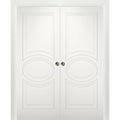 Matte White MDF Sliding French Double Pocket Doors with Kit Rail Hardware X333610