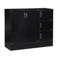 Black 5-Door 3-Shelf Wooden Bookcase Q247