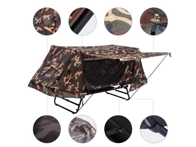 Single Tent Cot Folding Portable Waterproof Camping Hiking Bed with Rain Fly Bag H59285