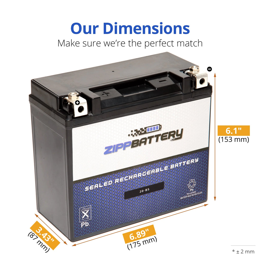 YTX20-BS 12 Volt 18 Ah 270 CCA Motorcycle Battery U93693