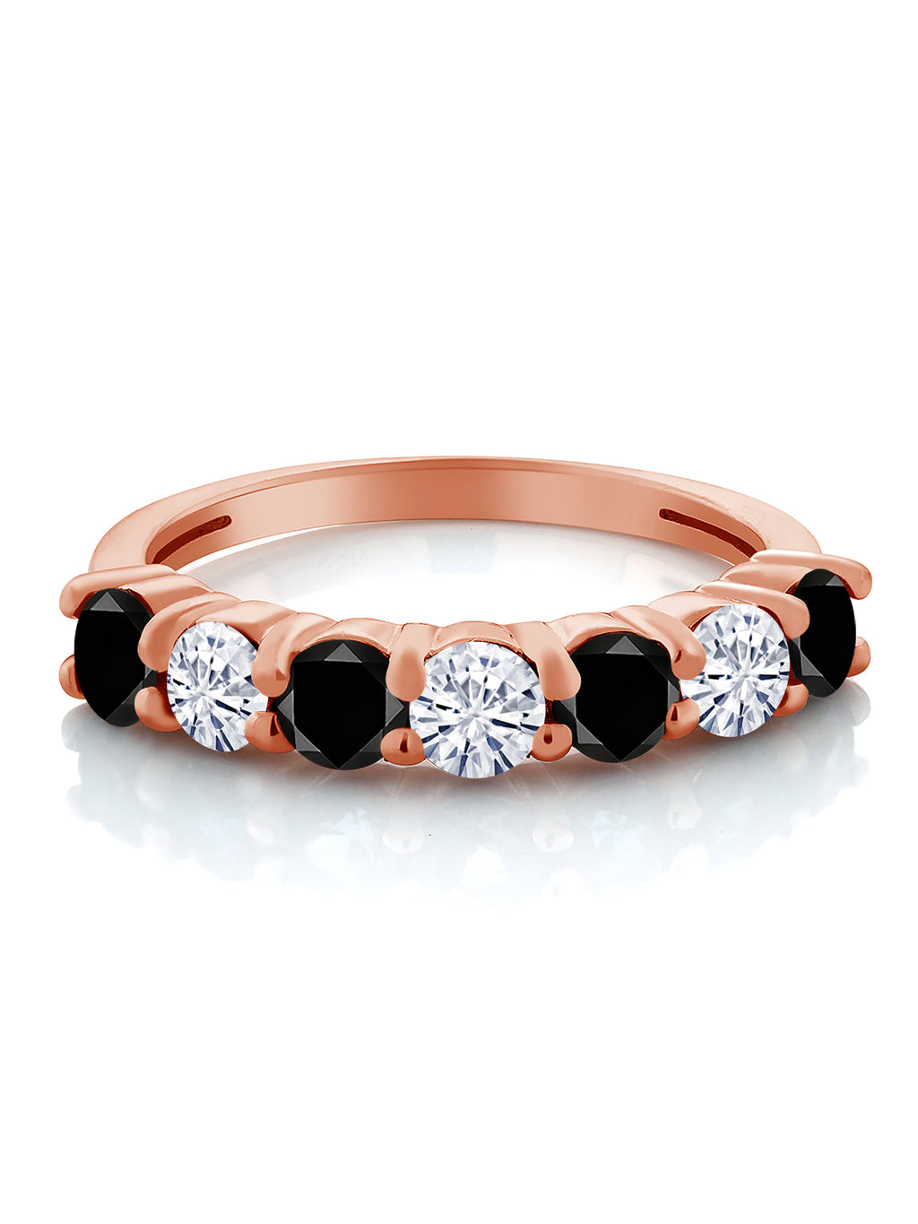 18K Rose Gold Plated Silver Round Diamond and Moissanite Anniversary Ring F280