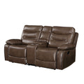 Brown Leatherette Motion Loveseat with Tufted Seat A141