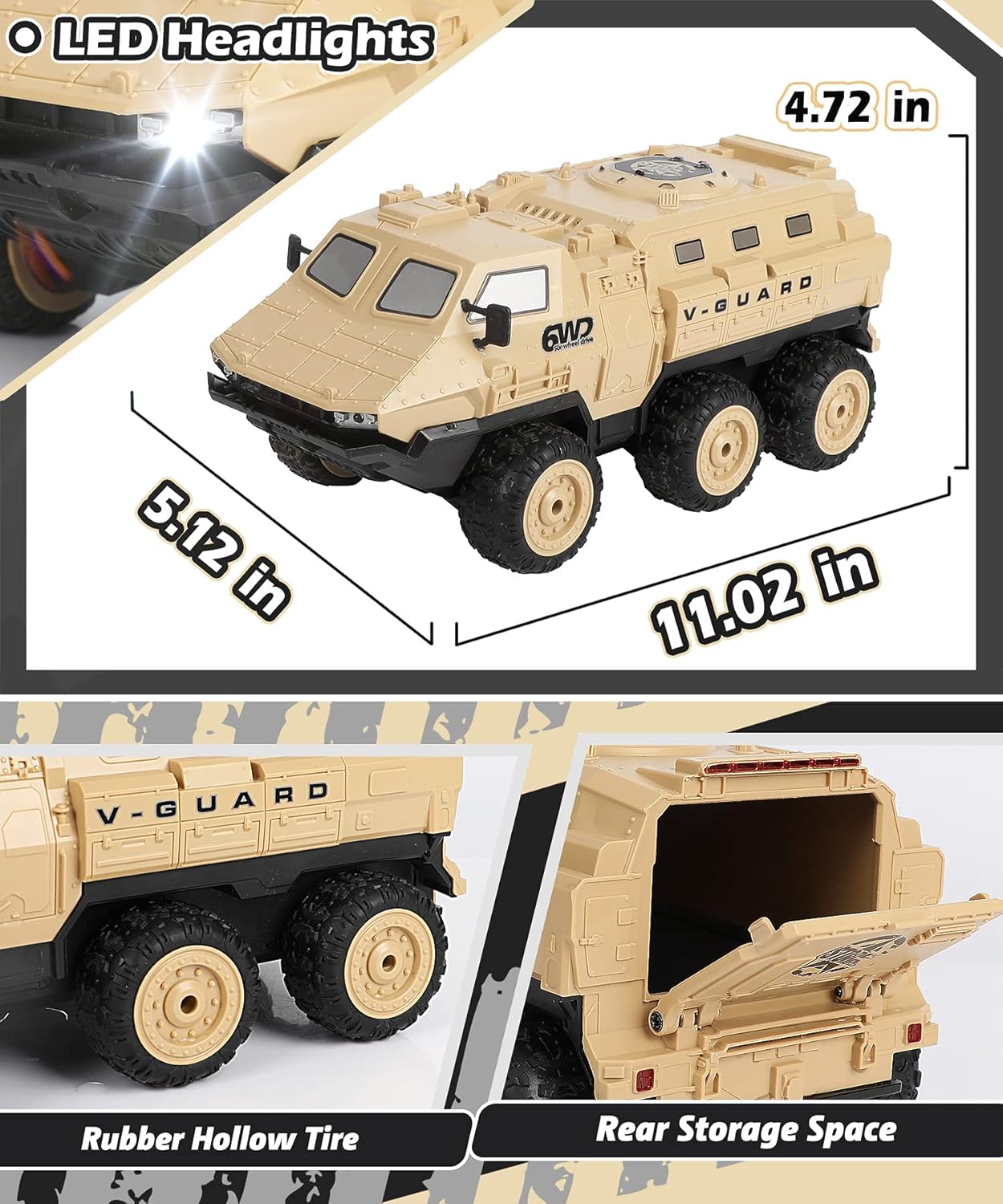 2.4 GHz 6WD RC Military Truck with 2 Batteries M512152