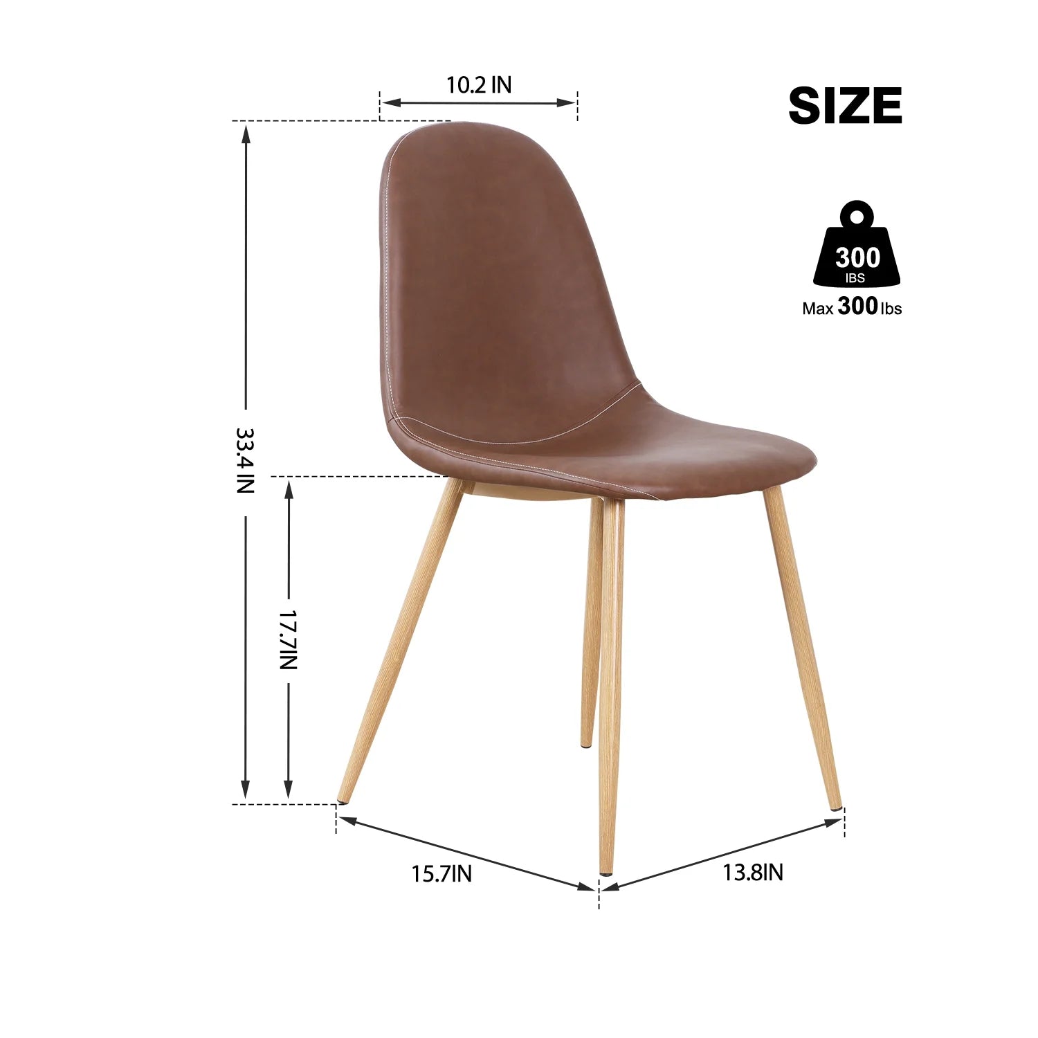 Brown PU Upholstered Dining Chair Set of 2 S2776