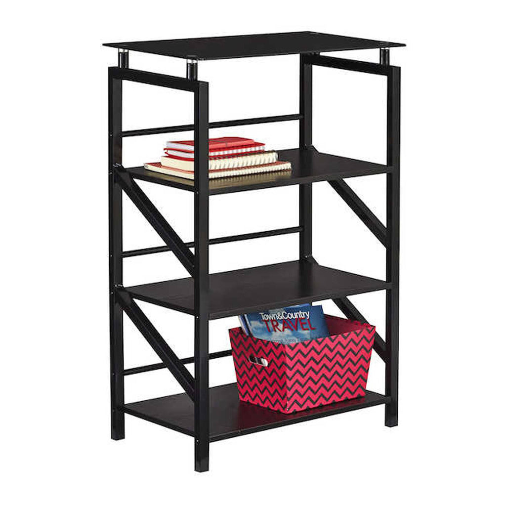 White 4 Shelf Glass Top Bookcase Z829653