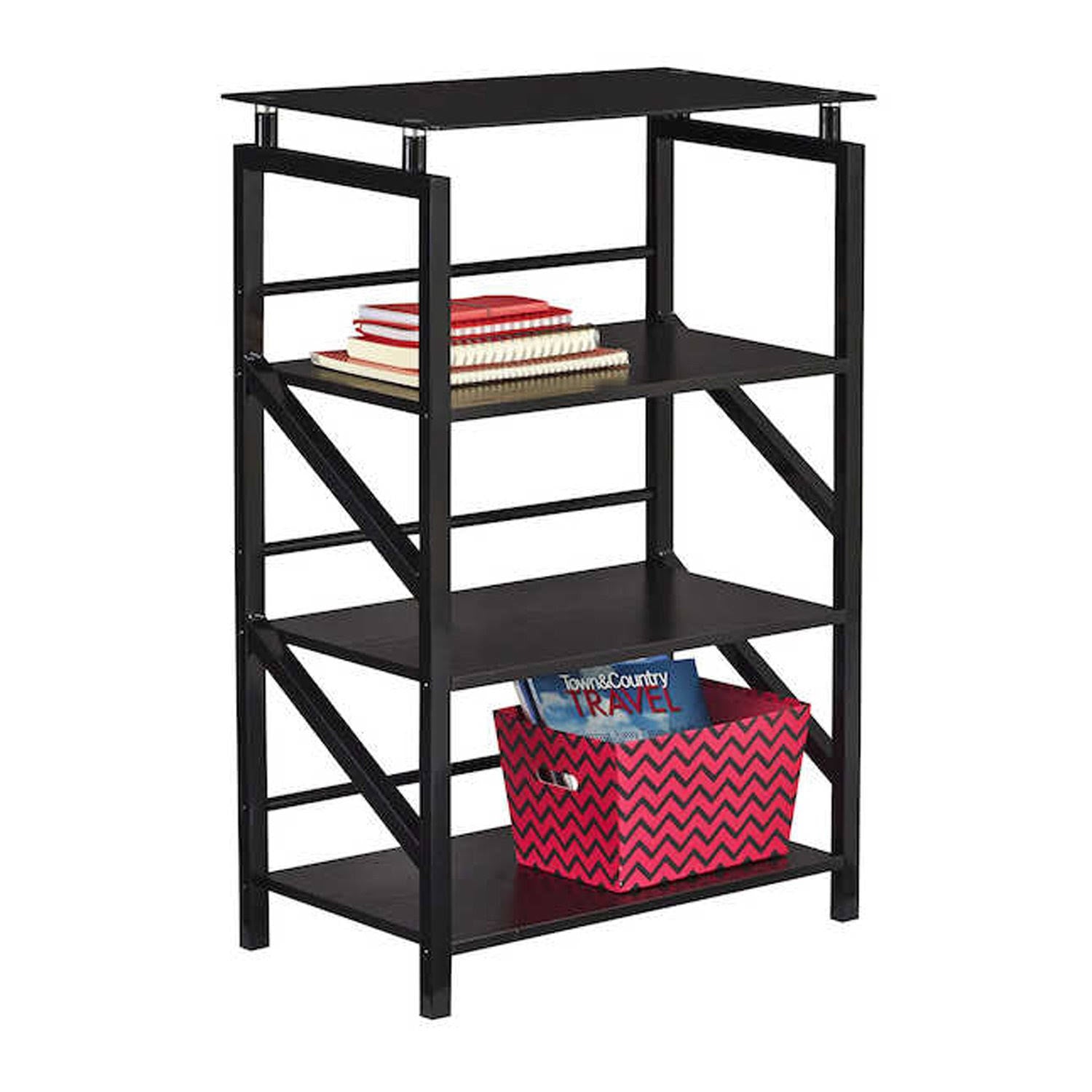 White 4 Shelf Glass Top Bookcase Z829653