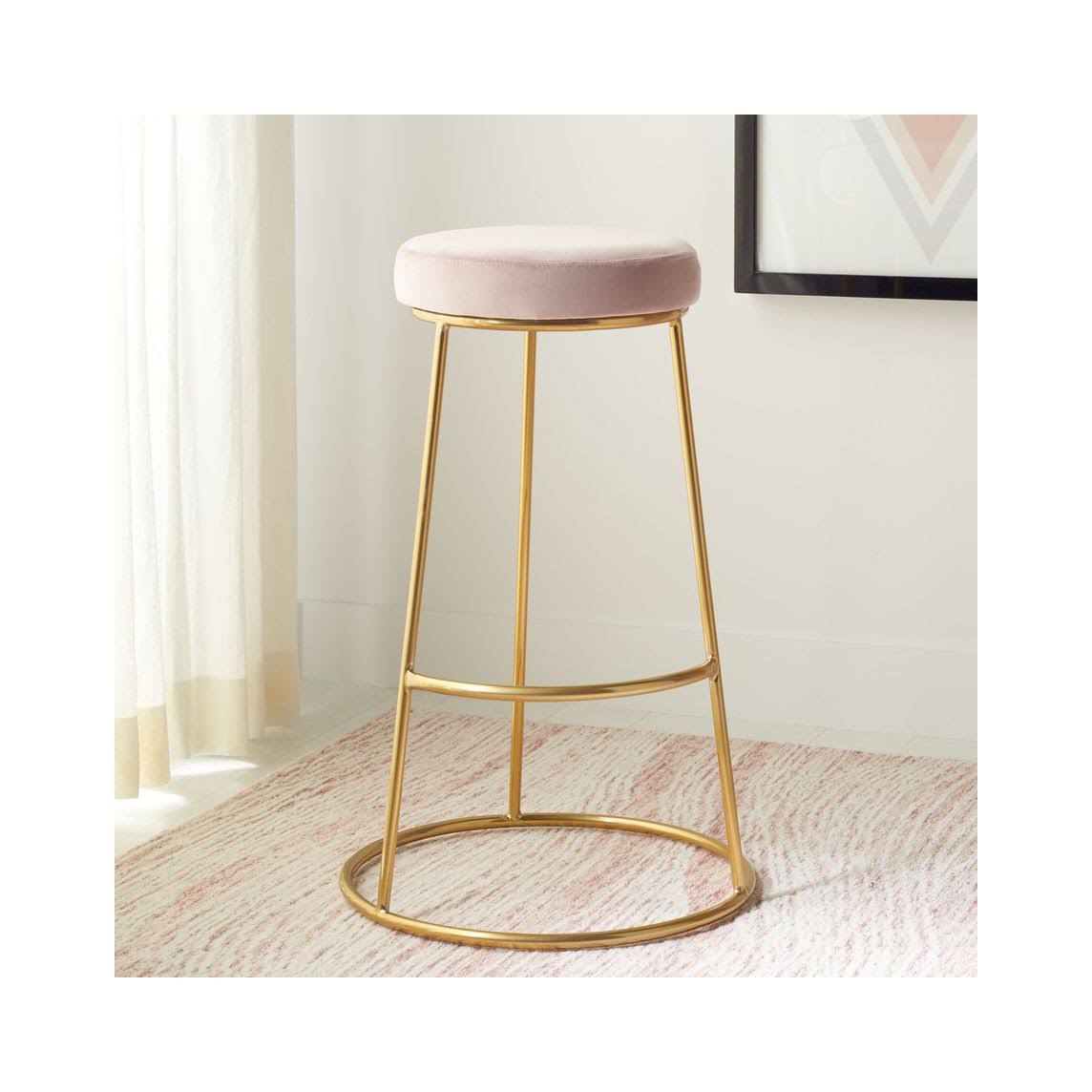 Dusty Blush / Gold Round Bar Stool H14717