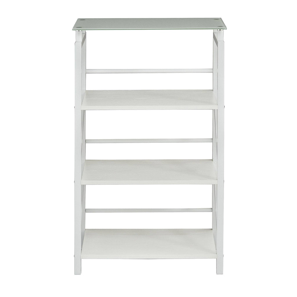 White 4 Shelf Glass Top Bookcase Z829653