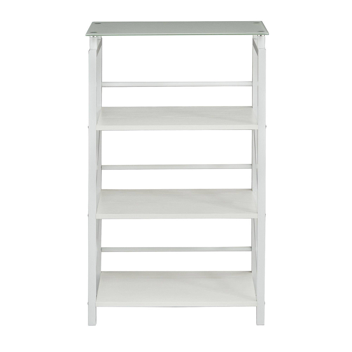 White 4 Shelf Glass Top Bookcase Z829653