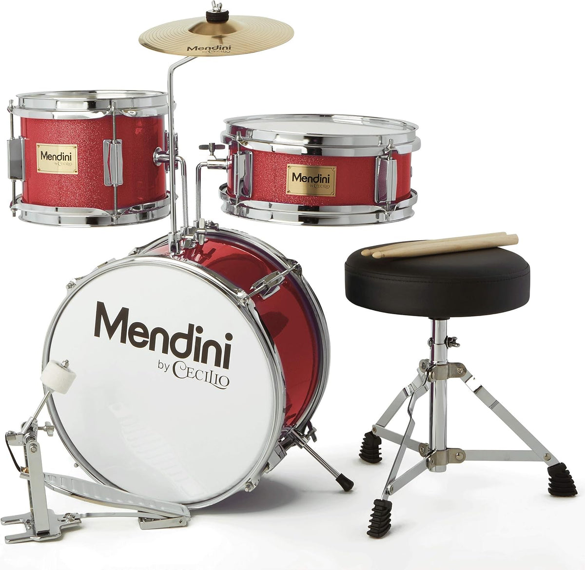 Kids Drum Set with 4 Drums, Drumsticks, Drummer Seat J515759