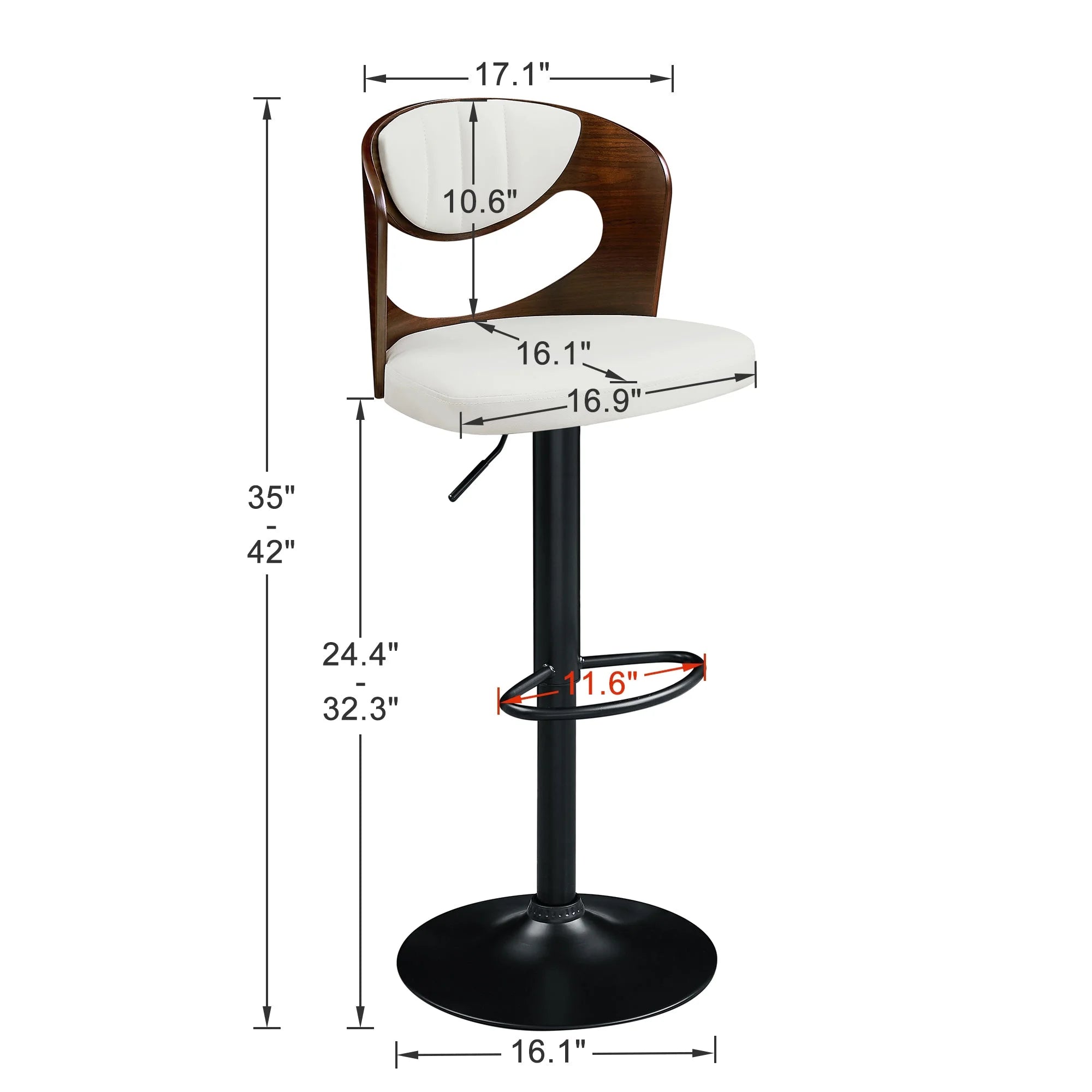 White Adjustable Swivel Bar Stools Set of 4 O86042