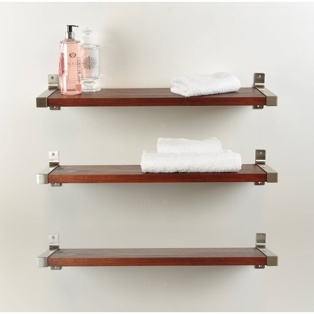3-Piece White Washed Wood Wall Shelf Set M15081