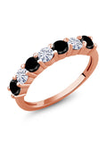 18K Rose Gold Plated Silver Round Diamond and Moissanite Anniversary Ring F280