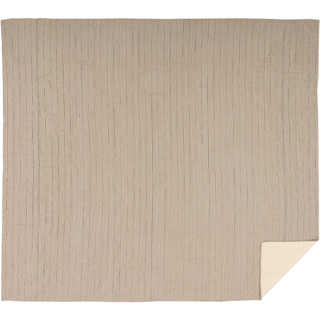 Red Ticking Stripe California King Quilt Coverlet X5743