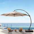 Beige 12FT Aluminum Offset Patio Umbrella with Base X136109