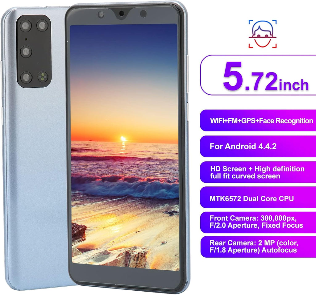 Grey 5.72" HD Curved Screen Dual SIM Smartphone, 512MB RAM + 4GB ROM, 1650mAh Battery, Pack of 2 J318