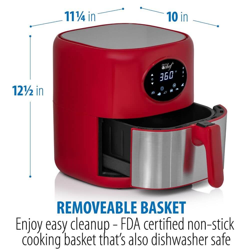Red 3.7qt Digital Air Fryer with Dishwasher Safe Basket C69800
