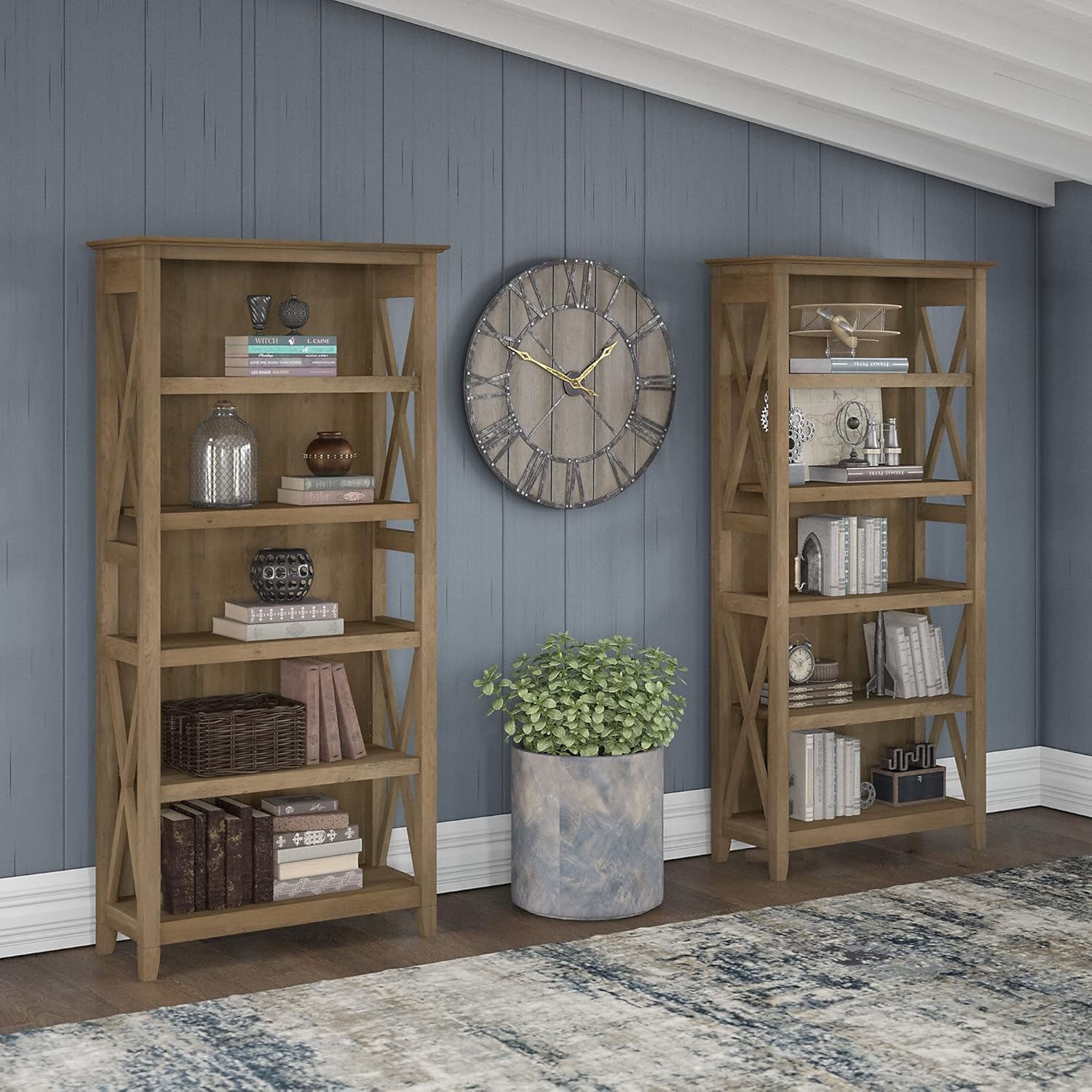 5 Shelf Bookcase Set, Reclaimed Pine V194