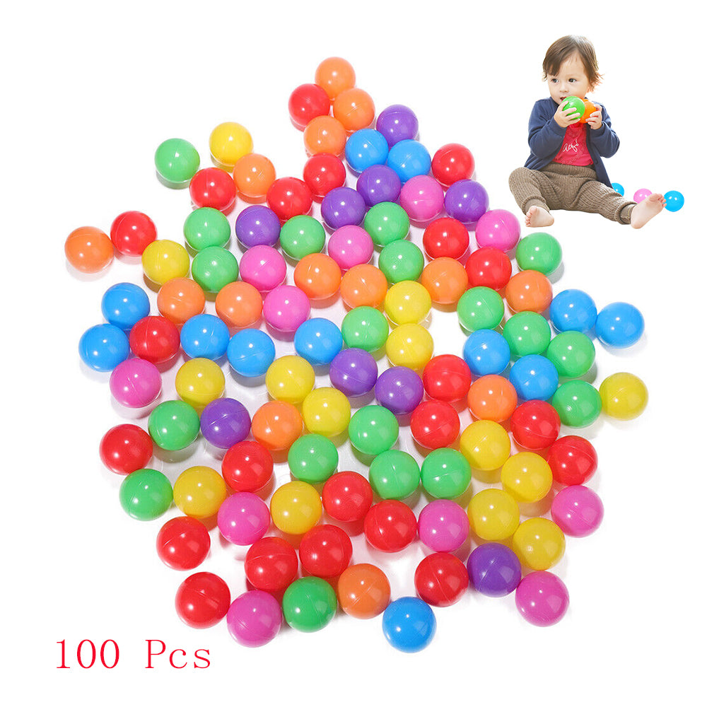 100 Pcs Plastic Ball Pit Balls with Storage Mesh Bag, Crush Proof Ocean Balls A288090