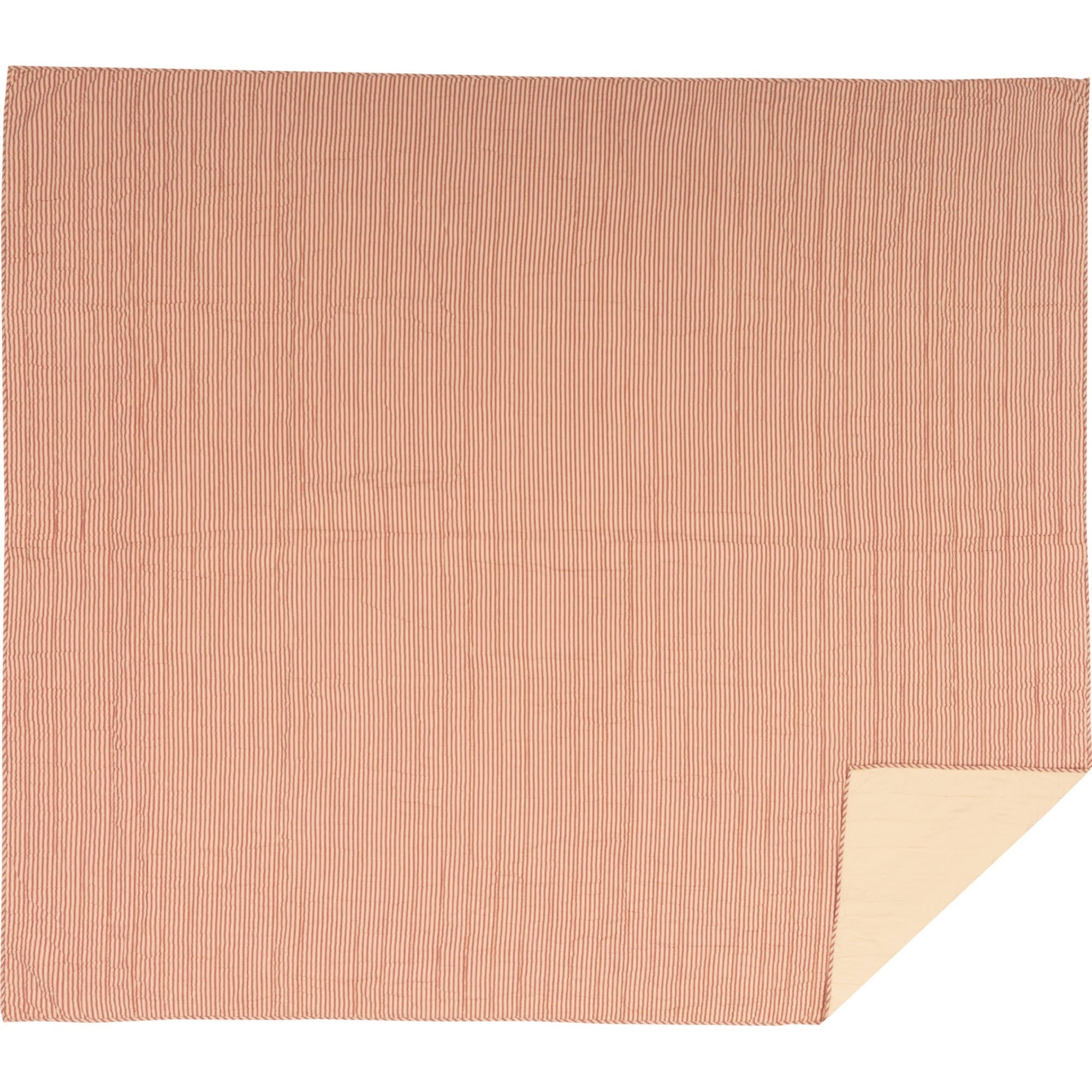 Red Ticking Stripe California King Quilt Coverlet X5743