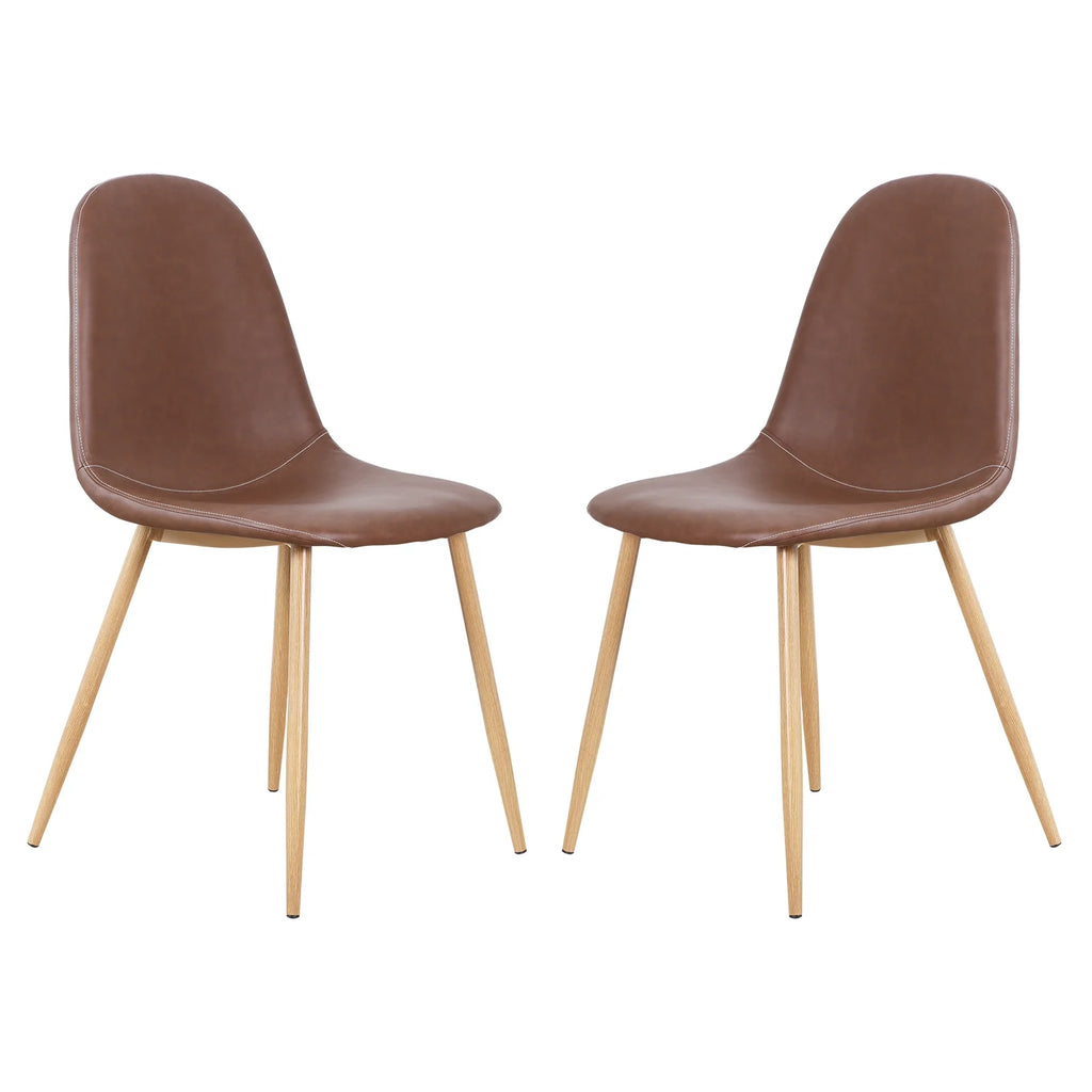 Brown PU Upholstered Dining Chair Set of 2 S2776